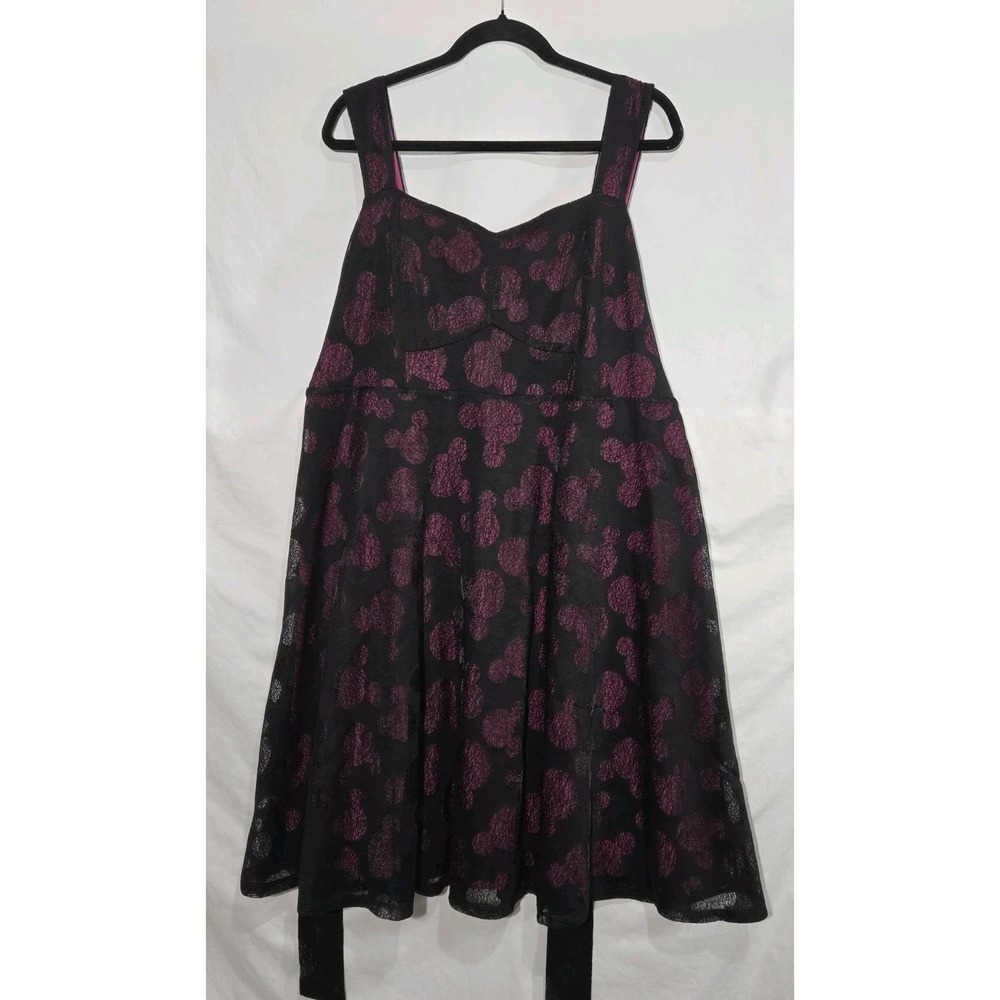 Torrid Disney Mickey Mouse Dress Sz 18 Pink Slip W Black Lace Overlay Fit Flare